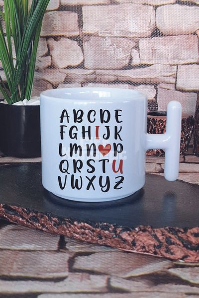 giftkonsept Alphabet I Love You Printed Valentine's Gift t Handle Latte Cup Mug Cup