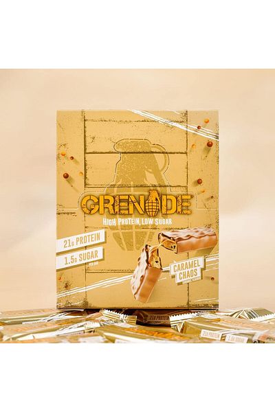 Grenade High Protein Bar, 21g Protein, Caramel Chaos, 12x60g