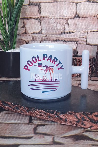 giftkonsept Pool Party Printed t Handle Latte Cup Mug Cup