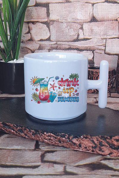 giftkonsept It's Called Summer Water Printed t Handle Latte Cup Mug Cup