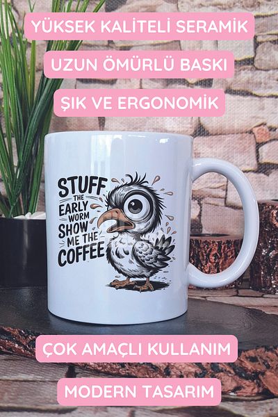 giftkonsept Stuff the Early Worm Show Me the Coffee Printed Gift Mug