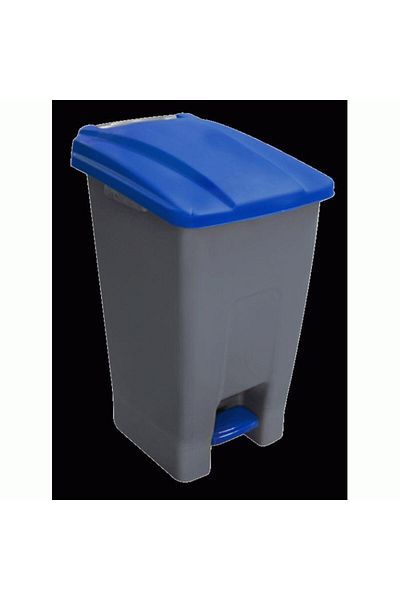 Raki Cos gunoi ICIKALA PROFI pentru colectare selectiva cu pedala si roti 70L culoare albastra