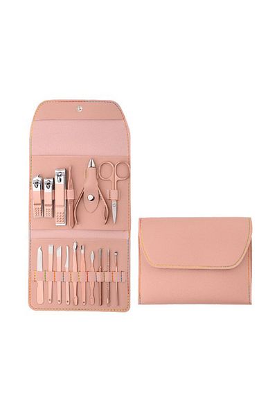 OEM 16 Piece Cosmetic Care Set for Manicure and Pedicure with Eco-Leather Bag