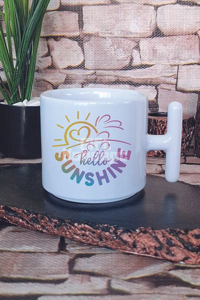 giftkonsept Hello Sunshine Printed t Handle Latte Cup Mug Cup