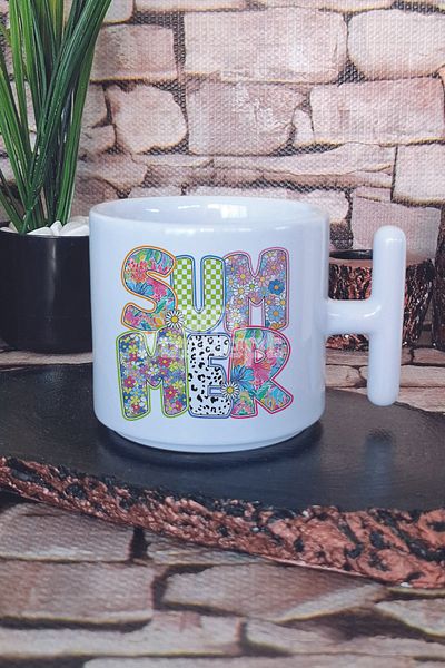 giftkonsept Summer Coastal Trendy Summer Printed t Handle Latte Cup Mug Cup