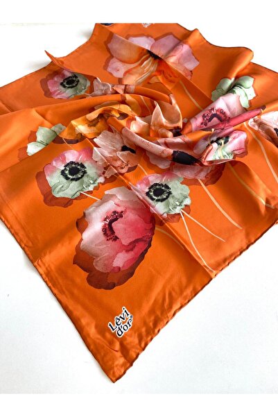 Levidor Eșarfă din mătase pură Tivil 48988 model mixt portocaliu