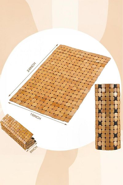 Akkoyunlu home Γεωμετρικό σχέδιο Bamboo Doormat Μπάνιο Μπάνιο Αντιολισθητικό Πτυσσόμενο (24x16)cm