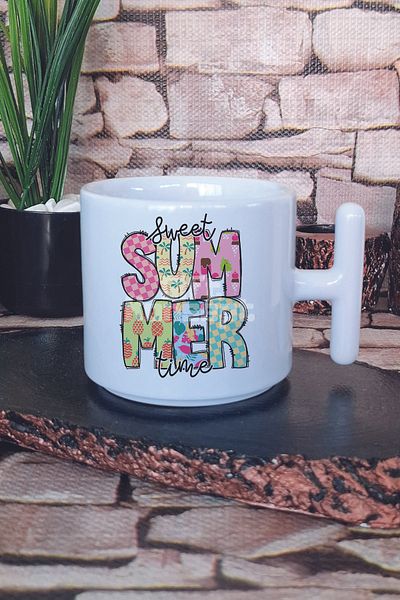 giftkonsept Sweet Summer Time Printed t Handle Latte Cup Mug Cup