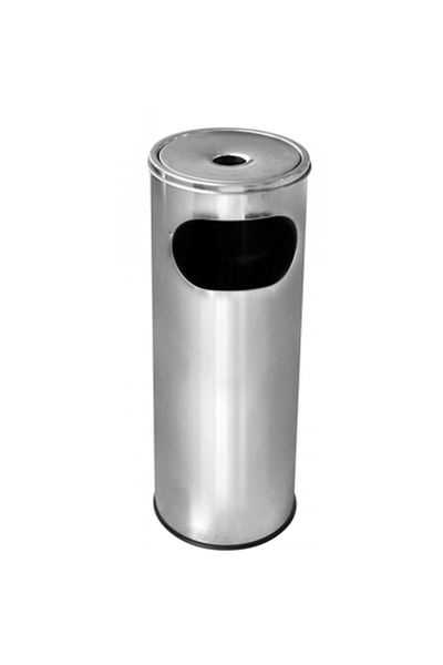 Raki Chrome outdoor ashtray for hotel with trash can 12L 20x20xh58cm