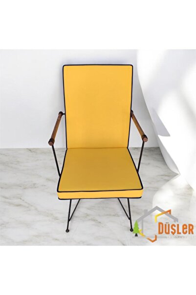 DÜŞLER EV TEKSTİLİ 45x100 Sarı Renkli Lacivert Biyeli Sırtlı Sandalye Minderi...