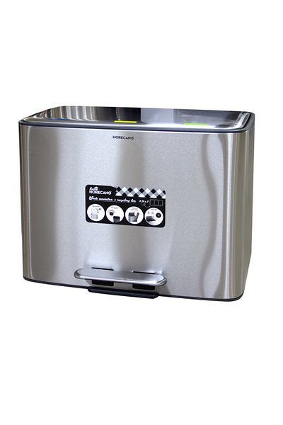 Raki Cos de gunoi din inox 3x11lt, 58x35xh44cm pentru colectare selectiva