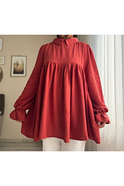Mina Terzi&Butik Cotton Ruffle Sleeve Robe Tunic