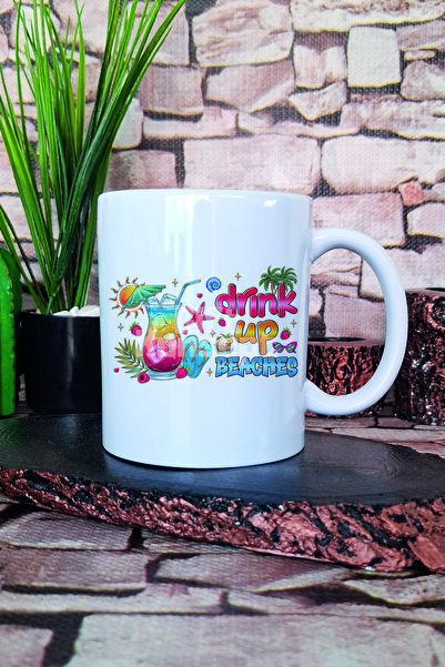 giftkonsept كوب هدية مطبوع عليه Drink Up Beaches
