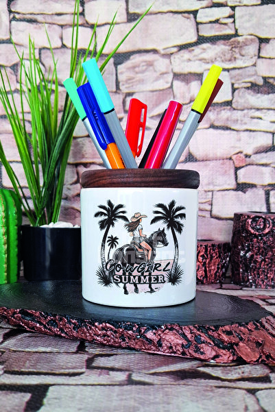 giftkonsept Suport pentru stilou din ceramică imprimat de vară Cowgirl Organi...