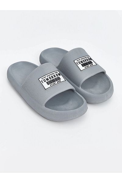 LC Waikiki Lcw Steps Gray Single Stripe Printed Men's Slippers