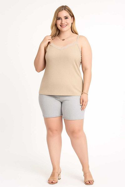 MODA Women's Plus Size Rope Strap Blouse and Shorts Bottom Top Pajamas Set