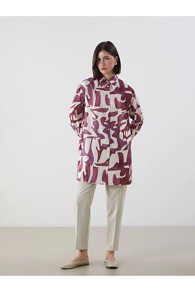 LC Waikiki Lcw Modest Red Patterned Women's Shirt Tunic