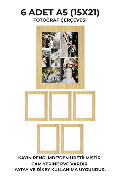 Baskılar 6 Adet 15x21 MDF Kemençe Çerçeve –Fotoğraf Çerçevesi- Kolay Montaj, ...