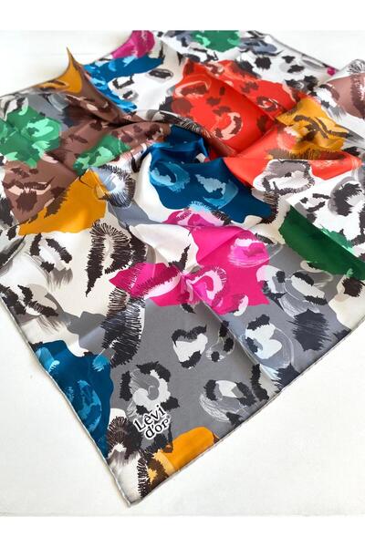 Levidor وشاح تيفيل من الحرير الخالص 49256 نمط رمادي مختلط