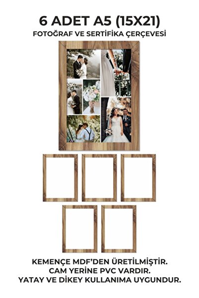 Baskılar 6 Adet 15x21 MDF Kemençe Çerçeve –Fotoğraf Çerçevesi- Kolay Montaj, ...