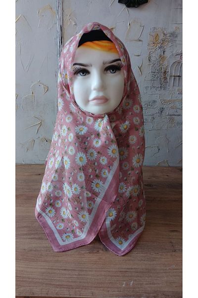 Nilbutik Girl's Pink Strawberry Themed Cotton Children's Scarf 80*80cm