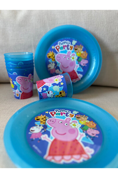 The Party Hub Peppa Pig Lisanslı Parti – 6’lı Tabak & Bardak Seti - Yeniden K...