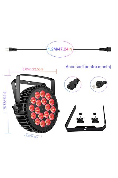 VENTART Par Lights Projector, VENTART, 200W, 18 LEDs, RGB, Lighting Effects, DJ, Club, Parties, Disco,