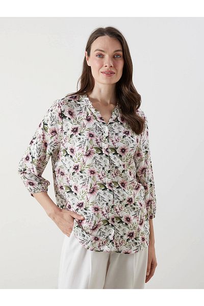 LC Waikiki Lcw Grace Ecru Leak Neck Floral Women's Blouse