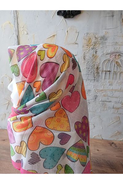 Nilbutik Girl's Themed Cotton Children's Scarf 80*80cm