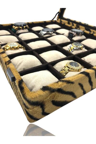 Dijital Çarşı Diji 20 Watch Box Watch Case Tiger with Coffee Cream Padded Inside