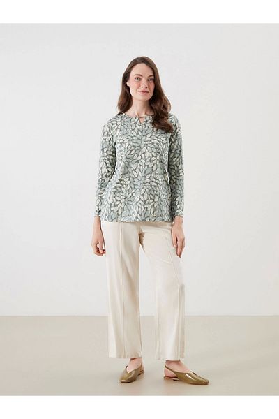 LC Waikiki Lcw grace green bicycle collar floral blouse