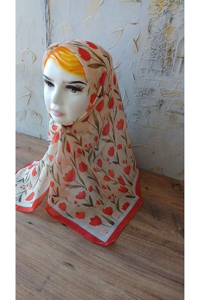 Nilbutik Girl's Pink Strawberry Themed Cotton Children's Scarf 80*80cm