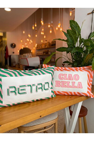 RahanDesign Retro - Ciao Bella Written Double Sided Decorative Suede Set of 2...