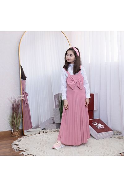 VİVİAN Separate school apron with front bow and pleats