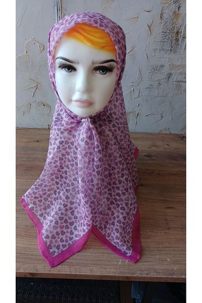 Nilbutik Girl's Pink Strawberry Themed Cotton Children's Scarf 80*80cm