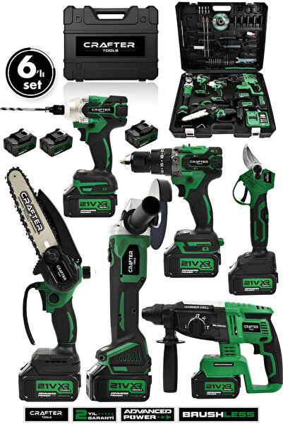 CRAFTERTOOLS 21V Profesyonel Hilti Matkap Somun Sıkma Makas Testere Taşlama 6...