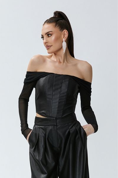 Atmosphere Fashion Black bustier with sleeves