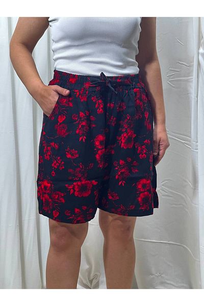 LİFERA Lifera Large Size Patterned Woven Viscose Shorts