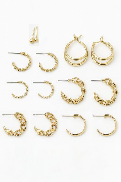 MakeWell Set of 6 Earrings with Ring Star Earrings 6 Types of Ring Models