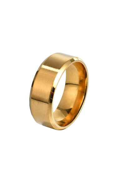 Tesbihane Gold Color 316L Quality Stainless Steel Wedding Band Ring - 12 Size