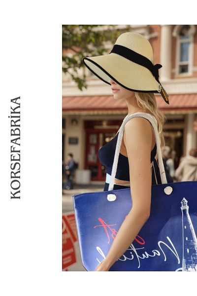 korsefabrika trend mood store Stylish and Functional Straw Beach and Casual Hat with Wide Brim Sun Visor