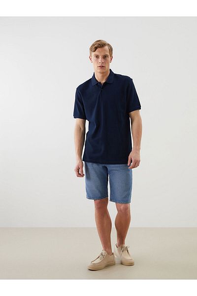 LC Waikiki Navy Blue Polo Neck Pique Men's T-Shirt