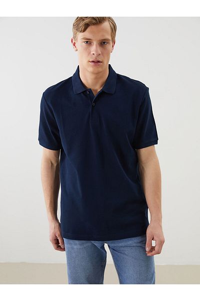 LC Waikiki Navy Blue Polo Neck Pique Men's T-Shirt