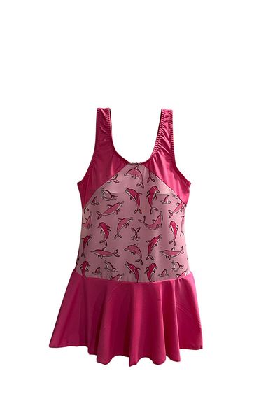 TooHot Girl's Pink Dolphin Themed Dress Swimsuit
