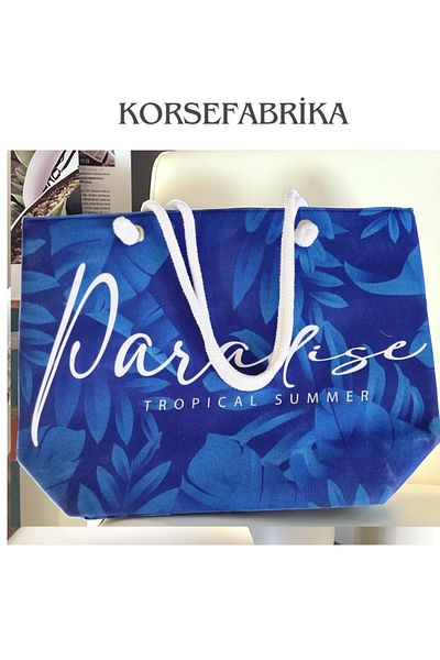 korsefabrika trend mood store Curea de frânghie, cu fermoar, căptușită cu volum interior mare, paie, zilnic, cumpărături, sport, picnic și geantă de plajă