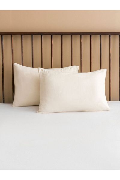 LC Waikiki Ecru Basic Cotton Pillow Case 2 Pack 50X70 cm
