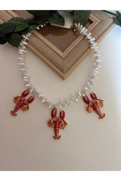 YENGEÇ Pearl Triple Lobster Necklace
