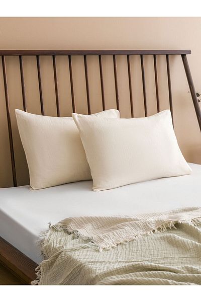 LC Waikiki Ecru Basic Cotton Pillow Case 2 Pack 50X70 cm