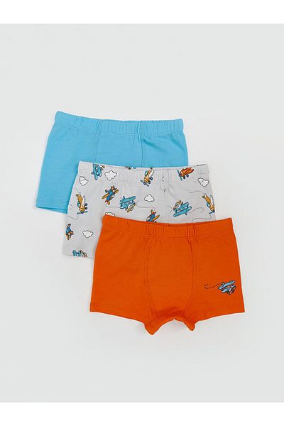 LC Waikiki Gray Elastic Waist Combed Cotton Boy's Boxer 3-Piece