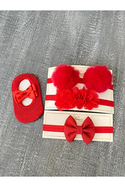 pempem bandana Baby Girl Red Bandana Socks Set